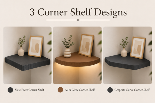 Parametric Corner Wall Shelf with Optional LED Groove – Customizable Rounded & Angular Design