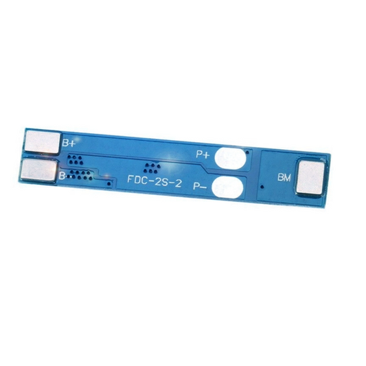 Blue electronic component with labeled terminals on a white background