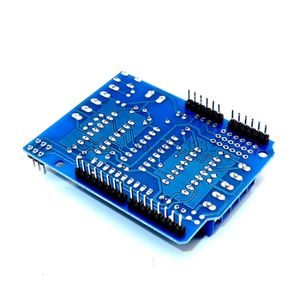Blue electronic circuit board on a white background