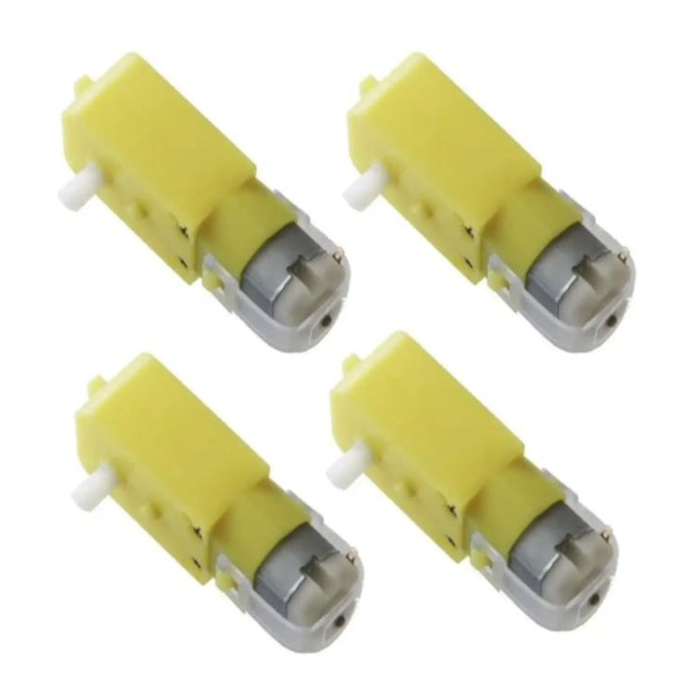 Four yellow mechanical components on a white background