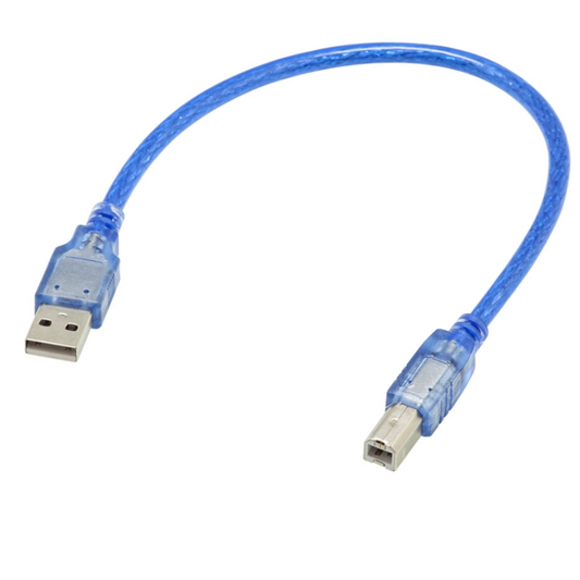 USB A to USB B cable for powering and programming Arduino boards, 3D printers, CNC machines, and USB-enabled electronics devices