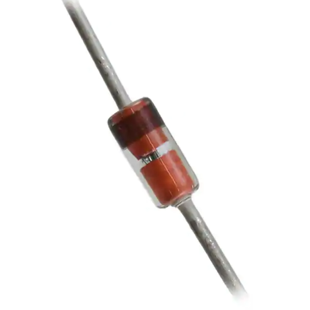 Metallic probe with a red ceramic insulator on a white background