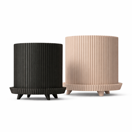 Ribbed planter pots with stand for modern home decor – black and pink plant pots Maisonup