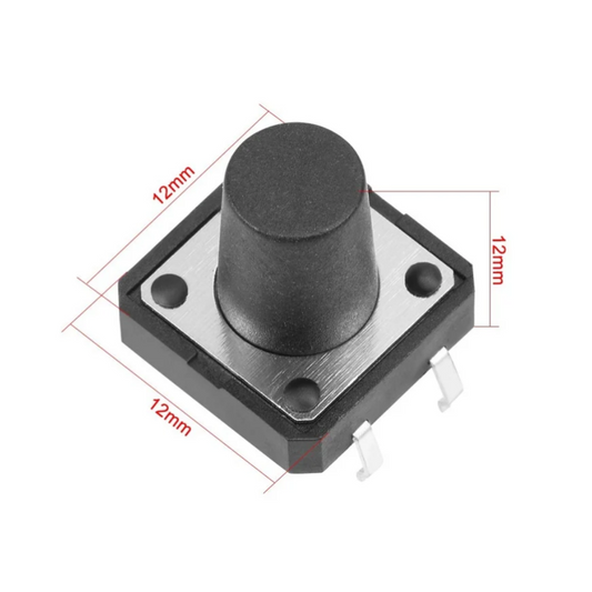 Black rotary encoder with dimensions labeled on a white background