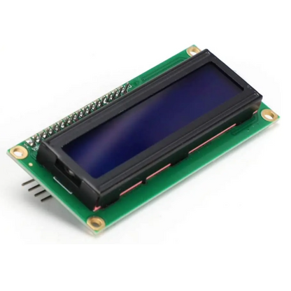 LCD display module with blue screen on a white background