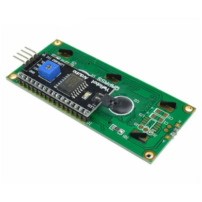 Green electronic circuit board with components on a white background