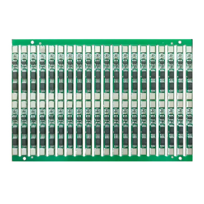Multiple green printed circuit boards on a white background