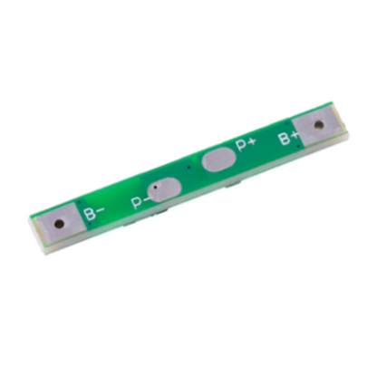 Green electronic component with labeled terminals on a white background
