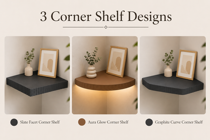 Parametric Corner Wall Shelf with Optional LED Groove – Customizable Rounded & Angular Design