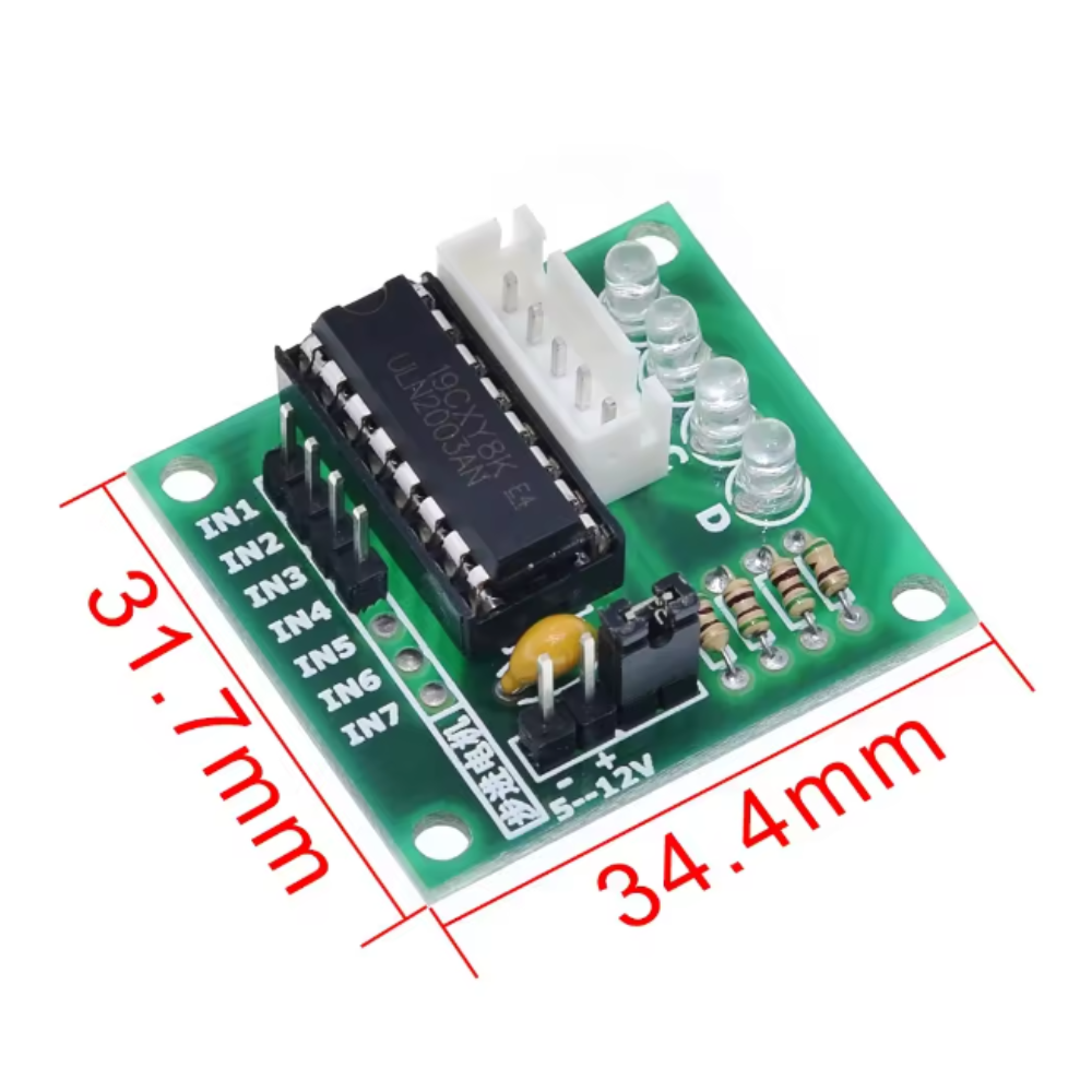 Electronic circuit board with dimensions labeled on a white background