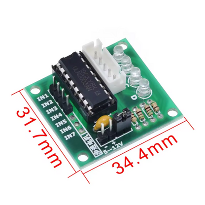 Electronic circuit board with dimensions labeled on a white background