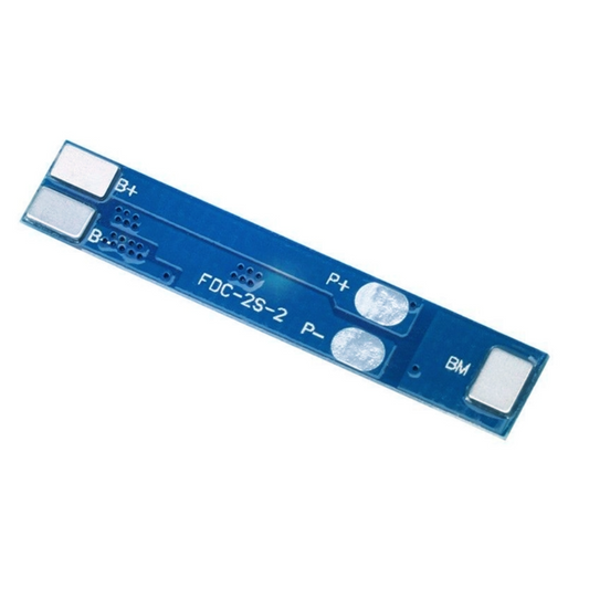 Blue electronic component with labeled terminals on a white background