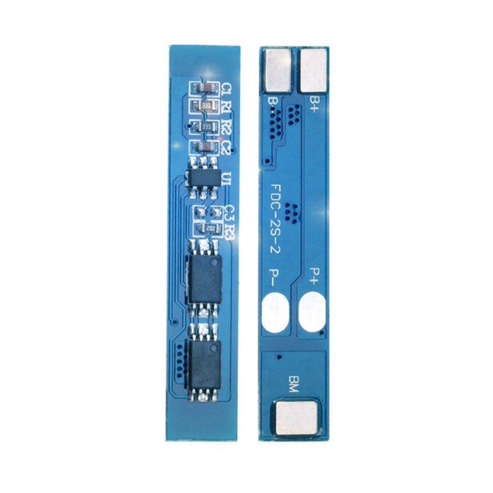 Two blue electronic circuit boards on a white background