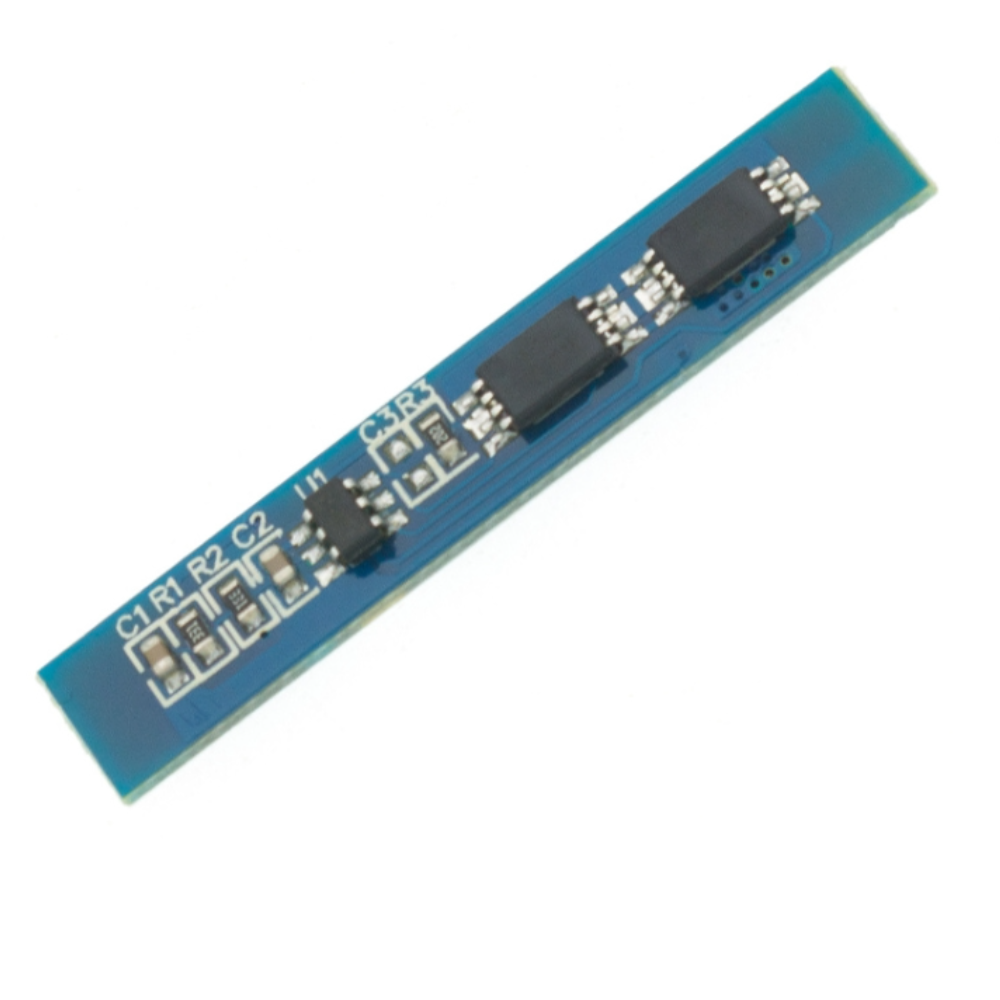 Circuit board with components on a white background