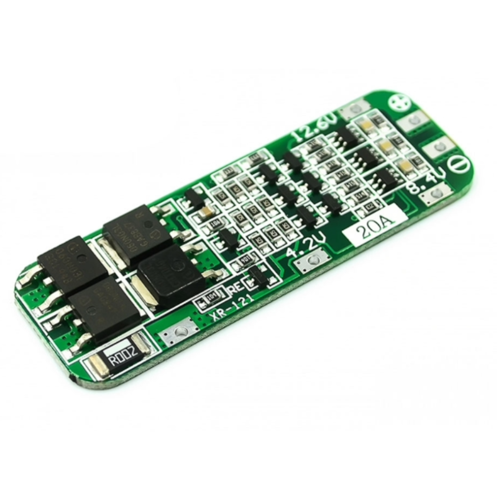 Electronic circuit board with components on a white background