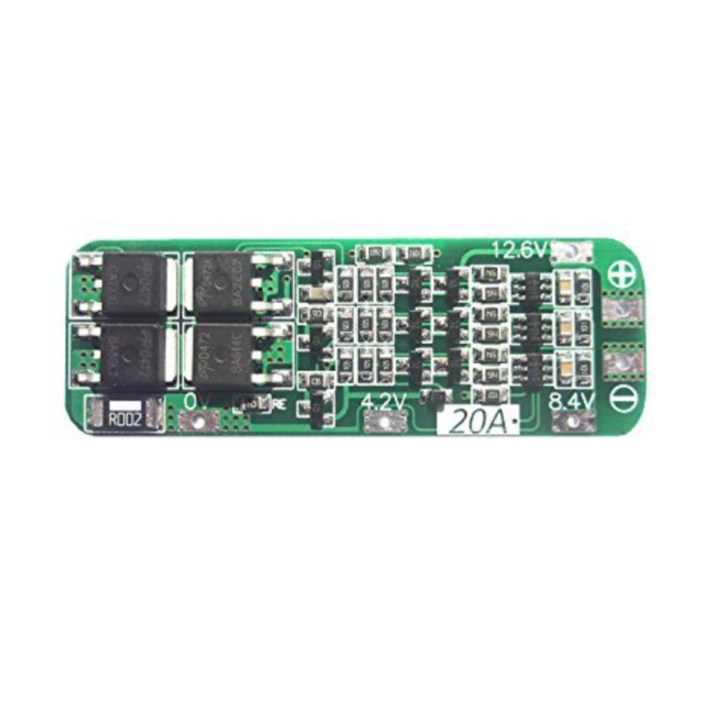 Electronic circuit board with various components on a white background