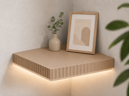 Parametric Corner Wall Shelf with Optional LED Groove – Customizable Rounded & Angular Design