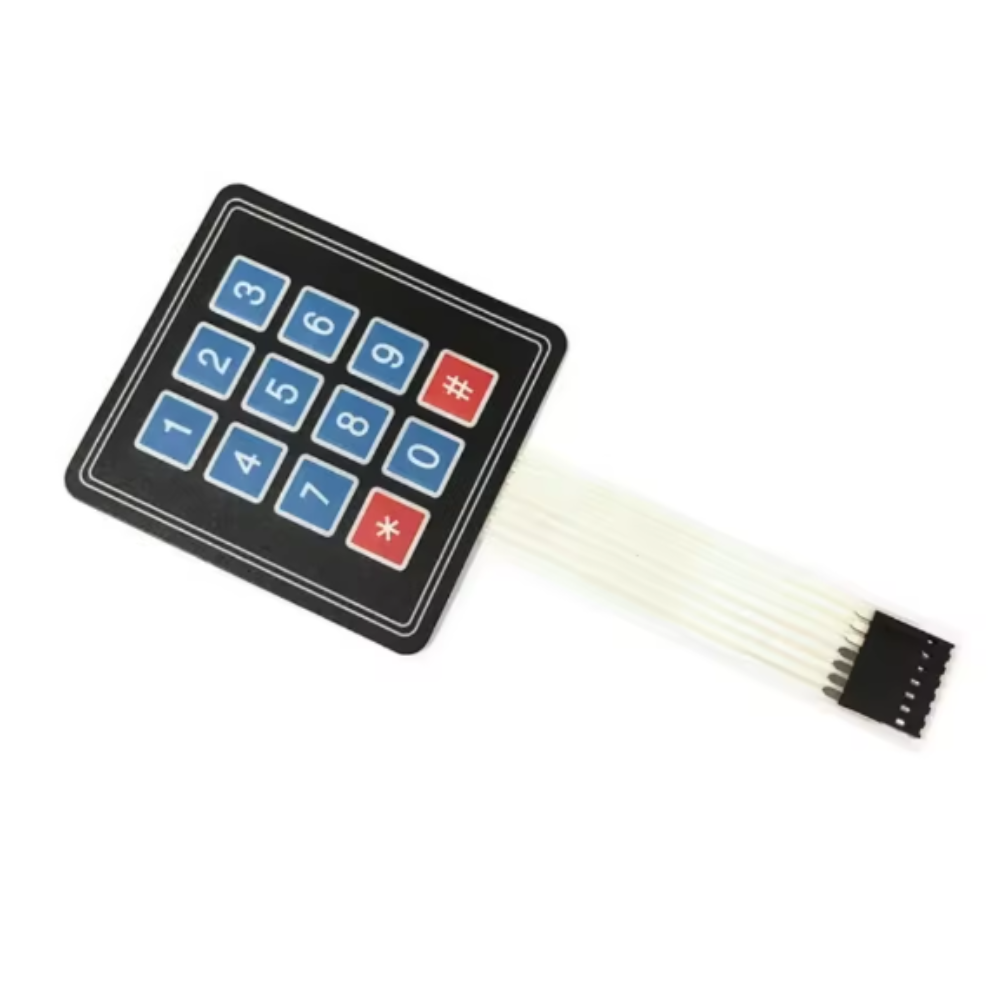 Keypad with numerical and function keys on a white background