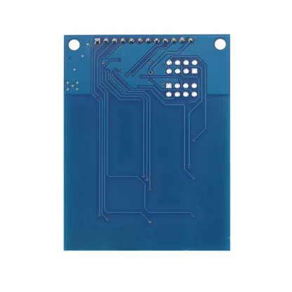 Blue electronic circuit board on a white background