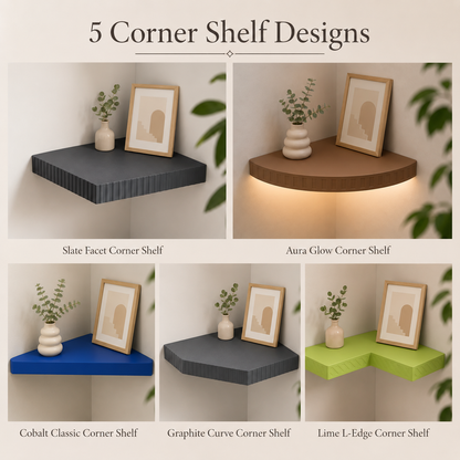 Parametric Corner Wall Shelf with Optional LED Groove – Customizable Rounded & Angular Design
