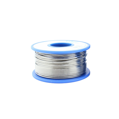 Spool of wire with blue and white casing on a white background