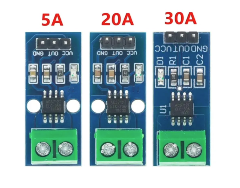 Three electronic modules labeled 5A, 20A, and 30A on a white background.