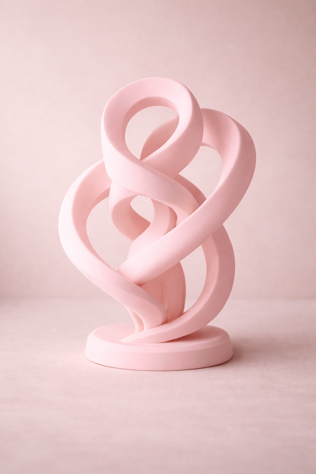 Pink abstract sculpture on a light pink background