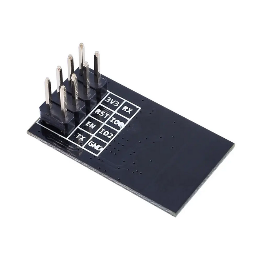 Electronic component board with pins and labeled connections on a white background