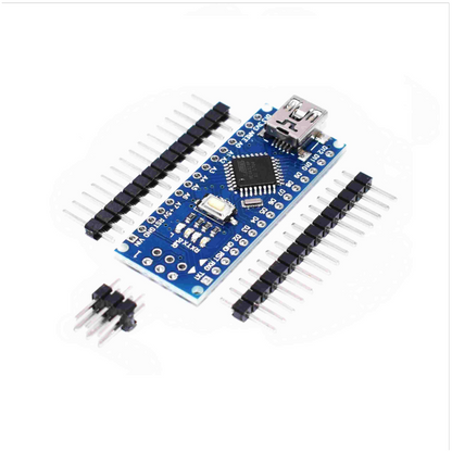 Arduino nano Electronic circuit board with USB connector on a white background