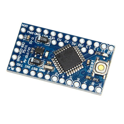 Arduino Pro Mini Electronic circuit board with components on a white background