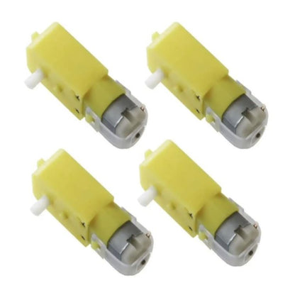 Four yellow mechanical components on a white background
