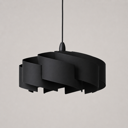 Black pendant lamp on a beige background