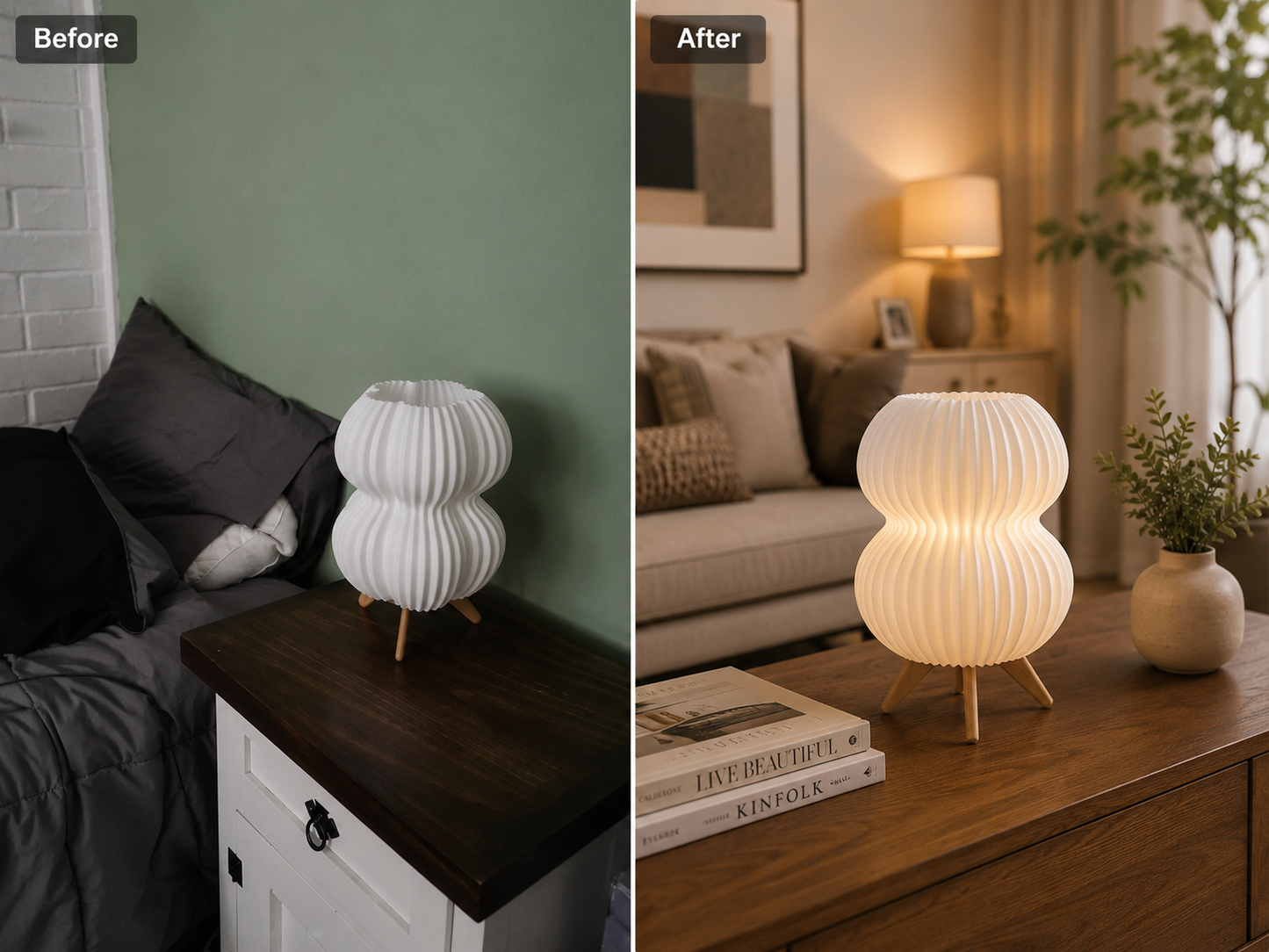 Bubble Glow Lamp placed on a table to add warm ambient lighting and premium living room décor