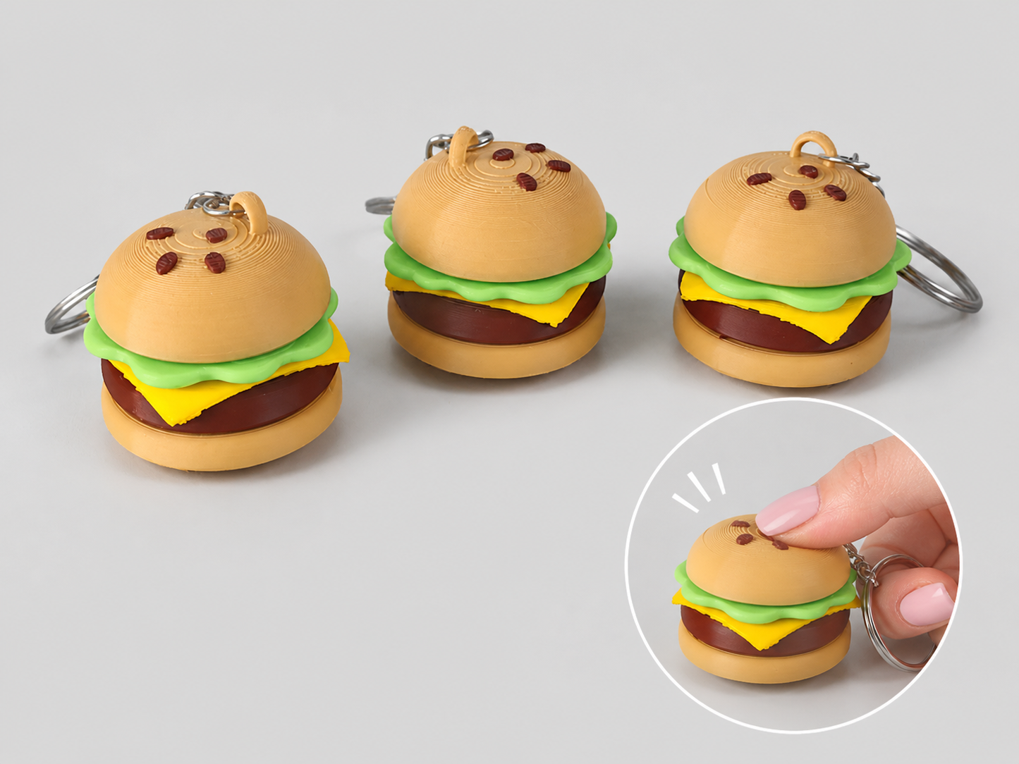Cute burger keychain for handbags backpacks school bags car keys and house keys