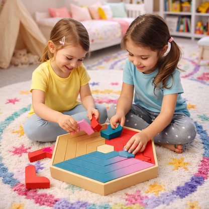 Kids Wooden Shape Puzzle Set – Creative Learning Blocks for Kids