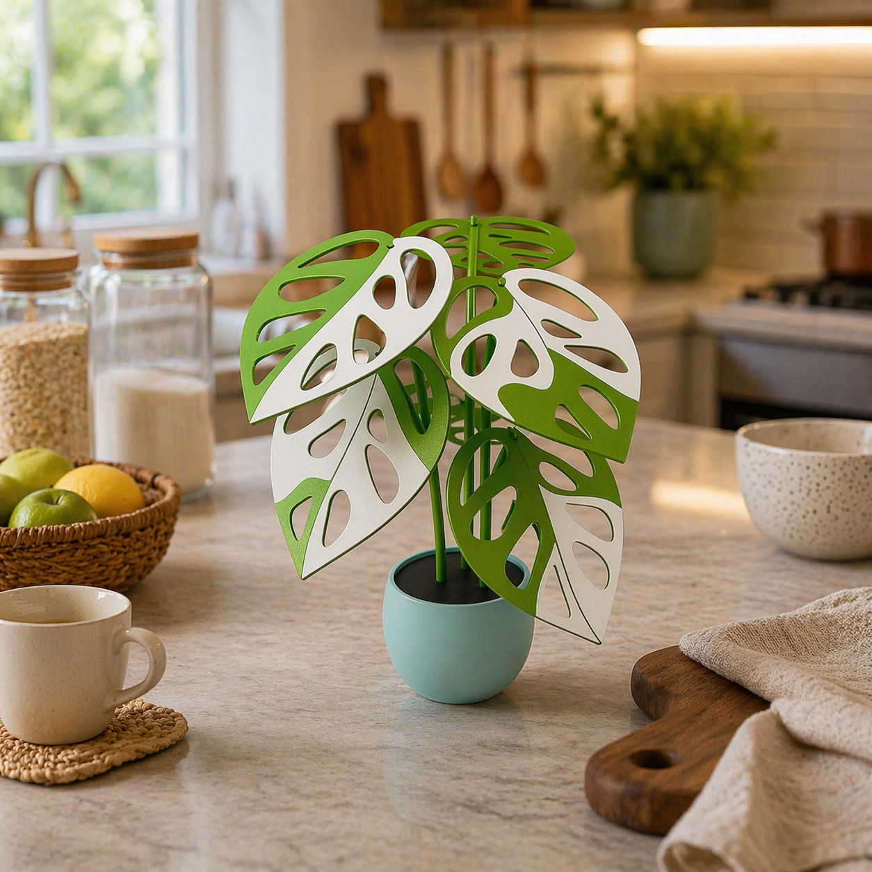 Leaf Shape Coasters Set of 6 – Tea & Coffee Table Coasters with Holder