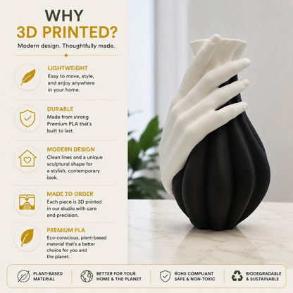Embrace Hand Sculptural Vase – Modern Decorative Flower Vase