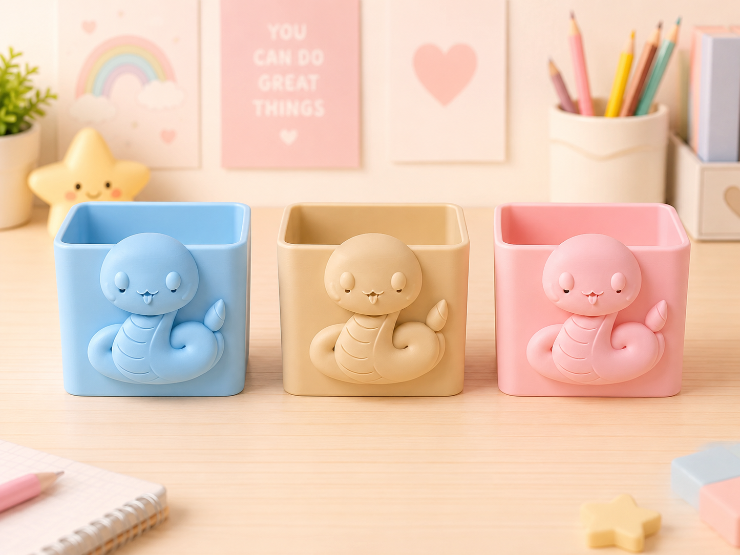 Cute Animal Pencil Holder for Kids Desk – Multi-Purpose Stationery Organizer for Study Table, Nursery & Gift Decor