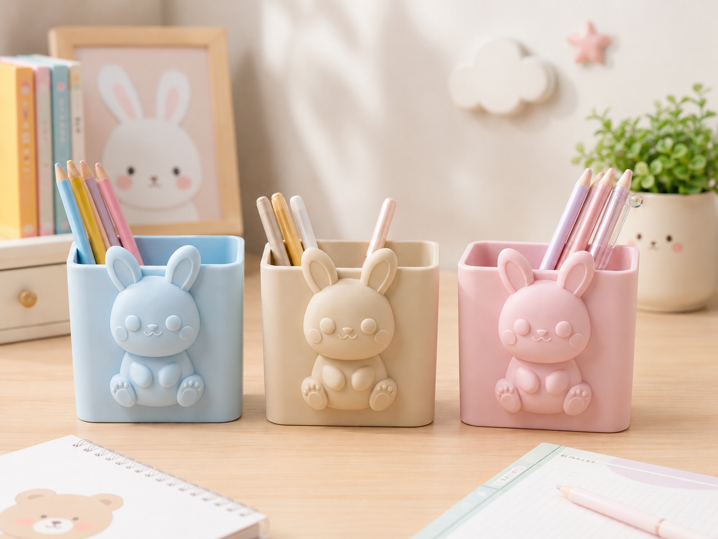 Cute Animal Pencil Holder for Kids Desk – Multi-Purpose Stationery Organizer for Study Table, Nursery & Gift Decor