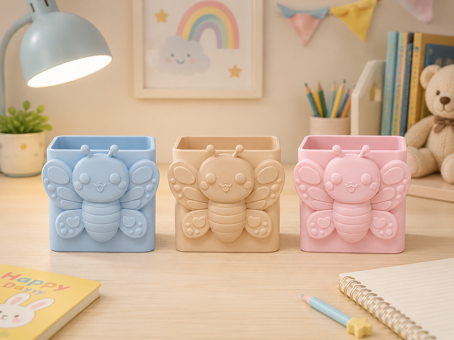 Cute Animal Pencil Holder for Kids Desk – Multi-Purpose Stationery Organizer for Study Table, Nursery & Gift Decor