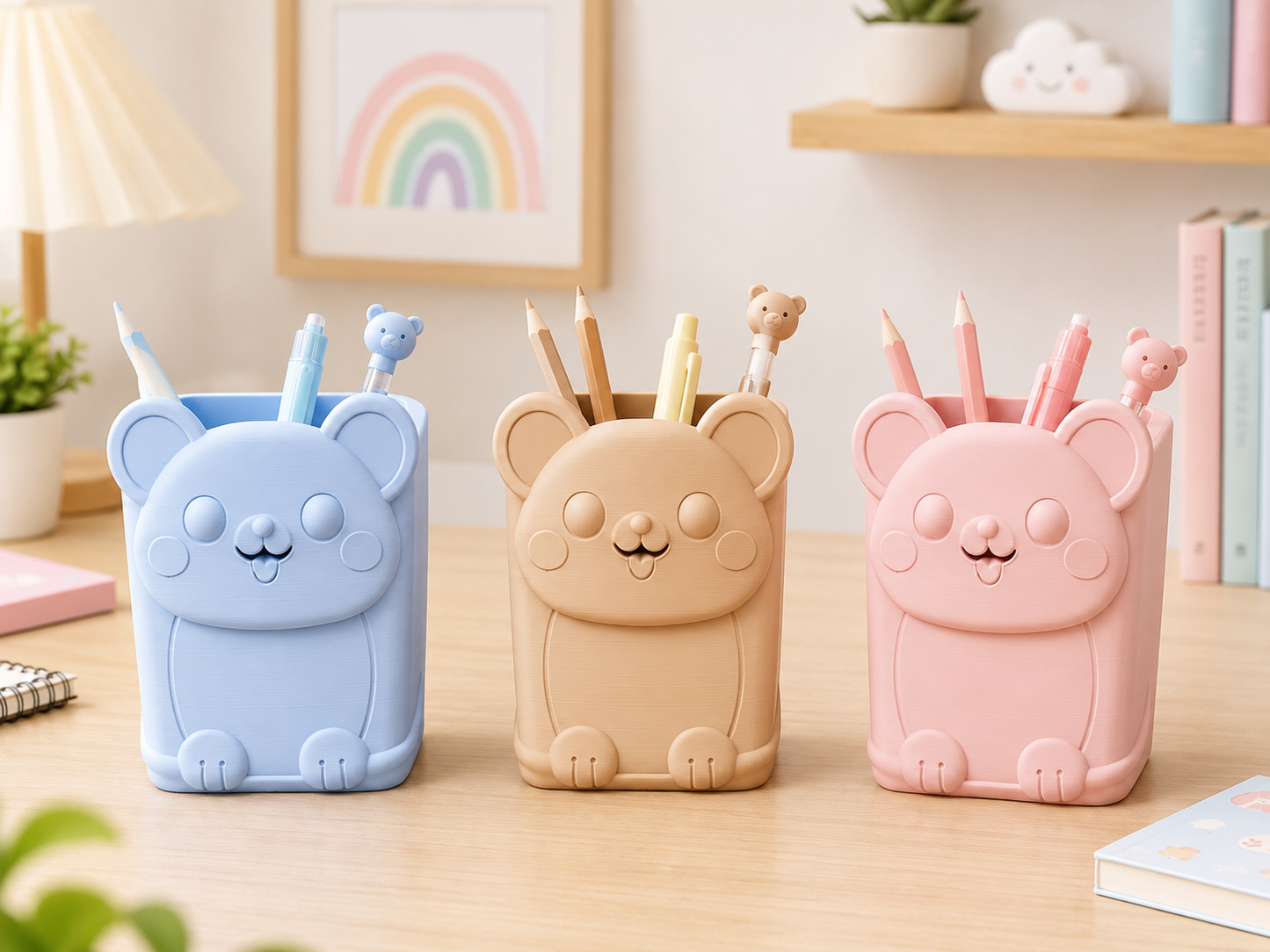 Cute Animal Pencil Holder for Kids Desk – Multi-Purpose Stationery Organizer for Study Table, Nursery & Gift Decor