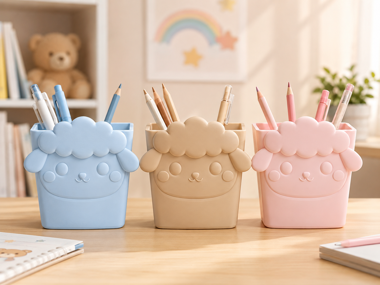 Cute Animal Pencil Holder for Kids Desk – Multi-Purpose Stationery Organizer for Study Table, Nursery & Gift Decor