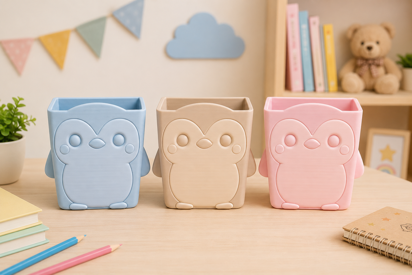 Cute Animal Pencil Holder for Kids Desk – Multi-Purpose Stationery Organizer for Study Table, Nursery & Gift Decor