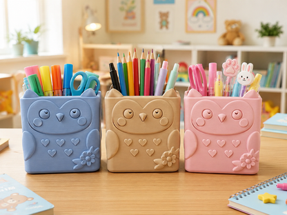 Cute Animal Pencil Holder for Kids Desk – Multi-Purpose Stationery Organizer for Study Table, Nursery & Gift Decor