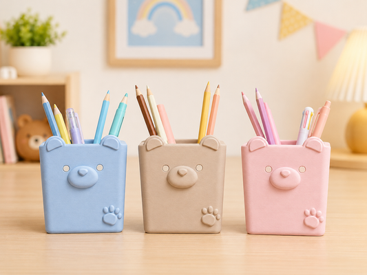 Cute Animal Pencil Holder for Kids Desk – Multi-Purpose Stationery Organizer for Study Table, Nursery & Gift Decor
