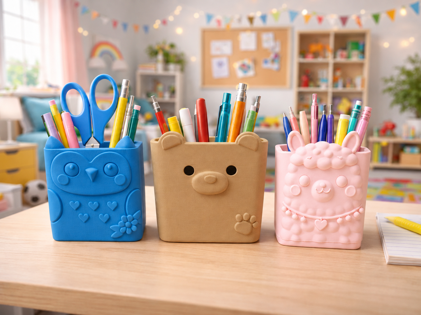 Cute Animal Pencil Holder for Kids Desk – Multi-Purpose Stationery Organizer for Study Table, Nursery & Gift Decor