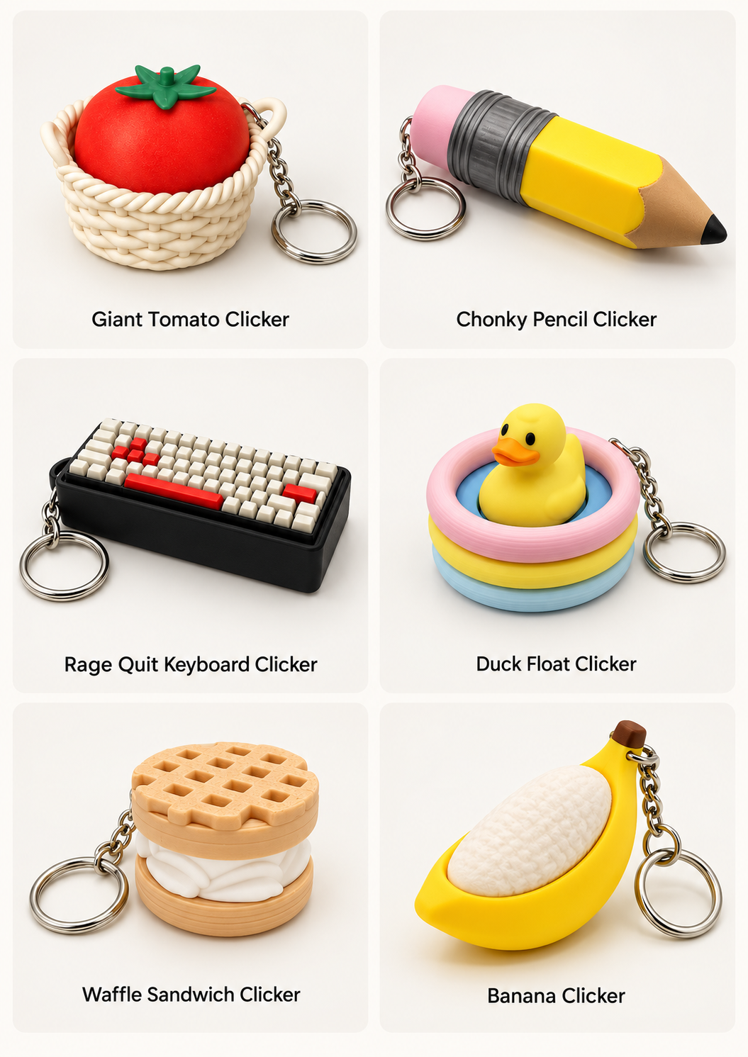 Click & Carry Fidget Clicker Keychain Collection