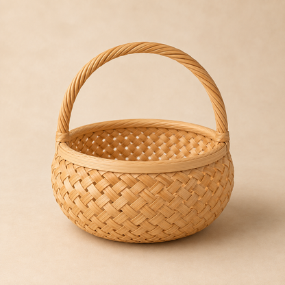 Traditional Pooja Basket with Handle – Temple & Festive Use