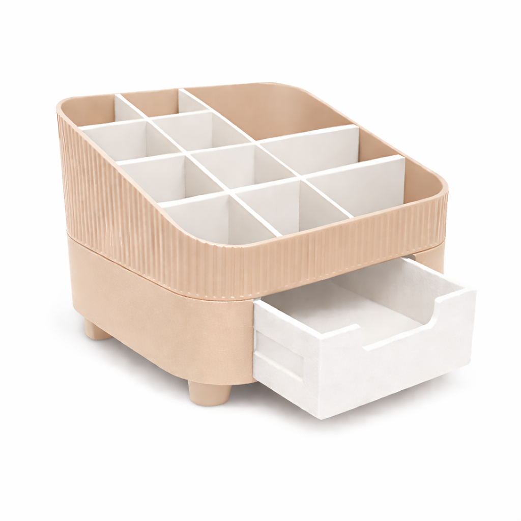 AuraNest – Pastel Multi-Compartment Vanity Organizer