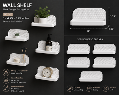 Honeycomb Bathroom Wall Shelf | Water-Resistant Storage Shelf for Bathroom, Wash Basin & Vanity Area
